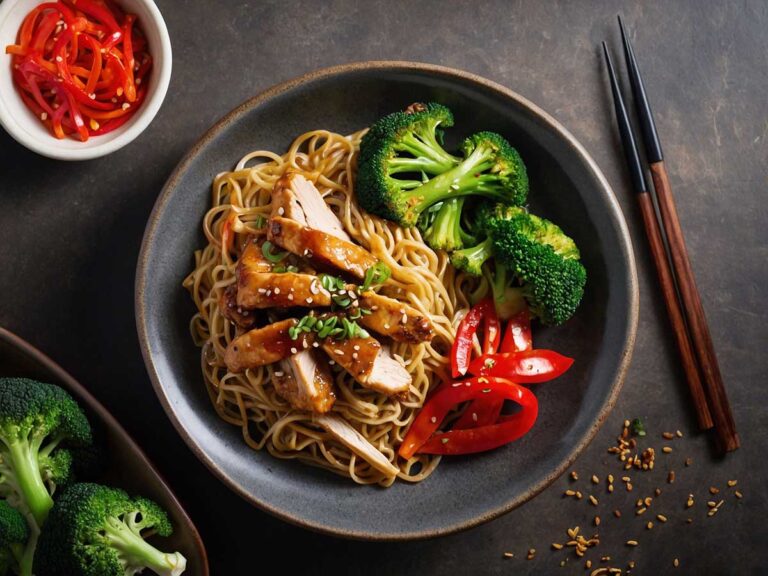 Quick and Easy Chicken and Mushroom Noodles in a Wok