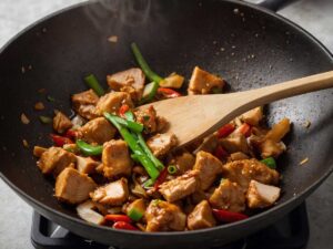 Cooking protein in a wok