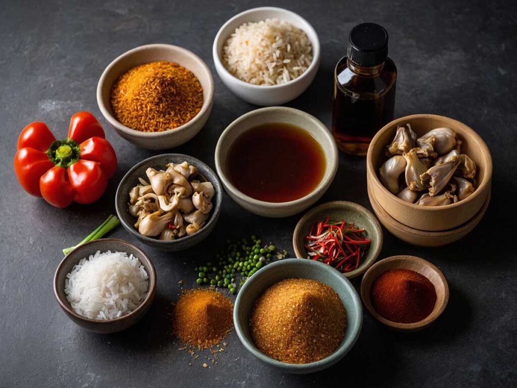 Essential ingredients for homemade stir fry seasoning