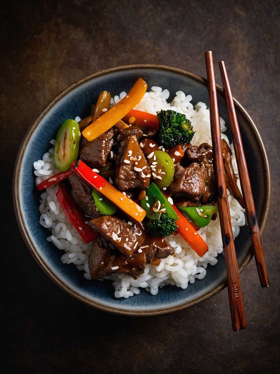 Serving Chinese Lamb Stir Fry