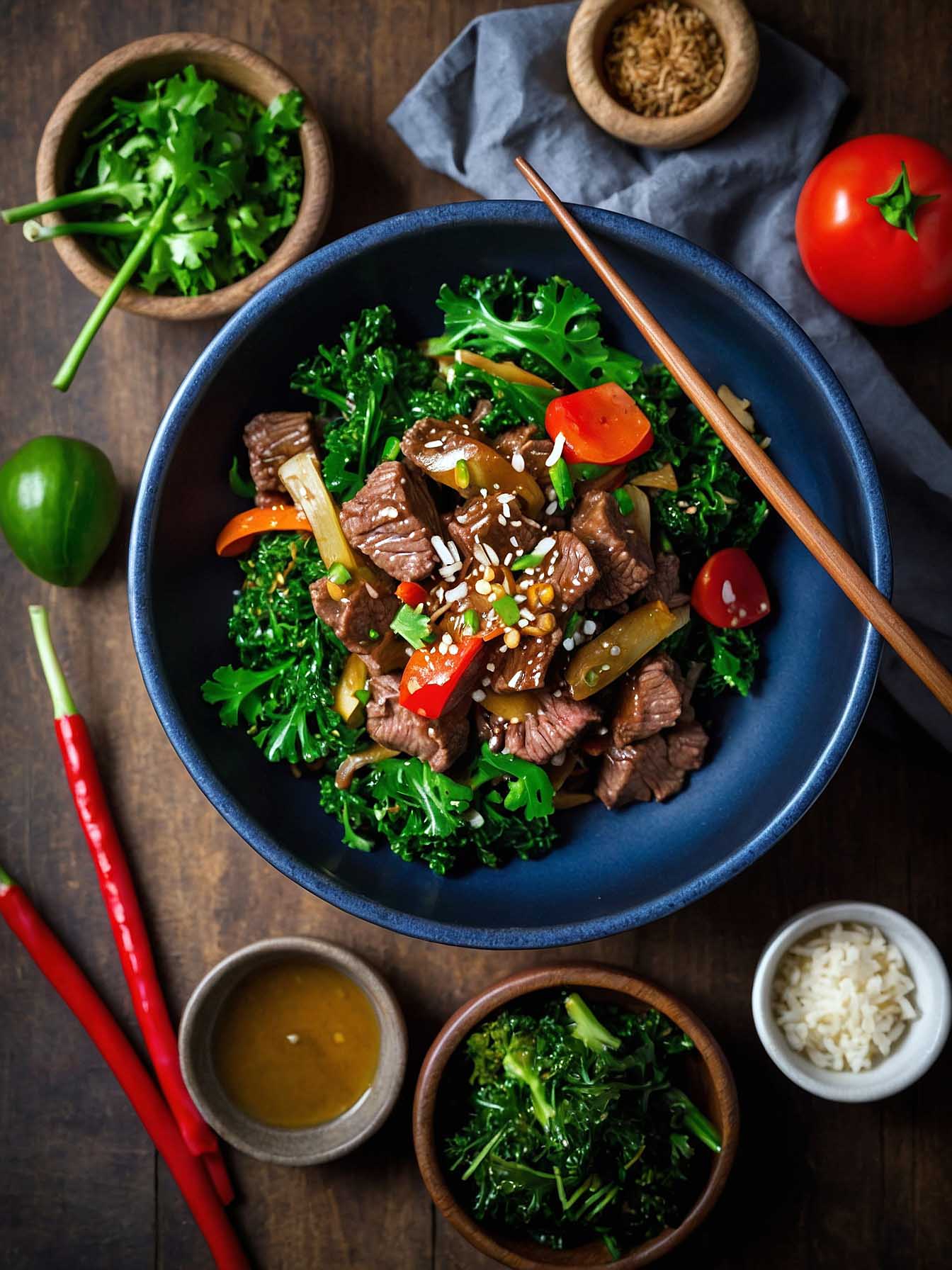 Serving Idea for Beef and Kale Stir-Fry