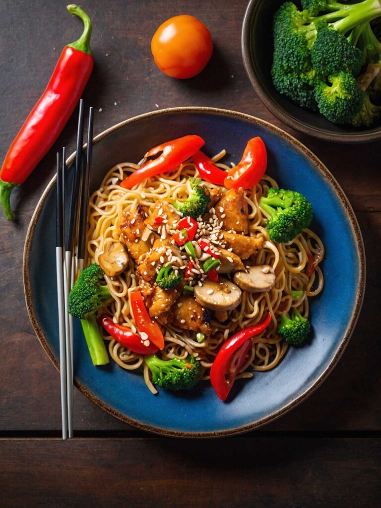 Serving Idea for Chicken and Mushroom Noodles