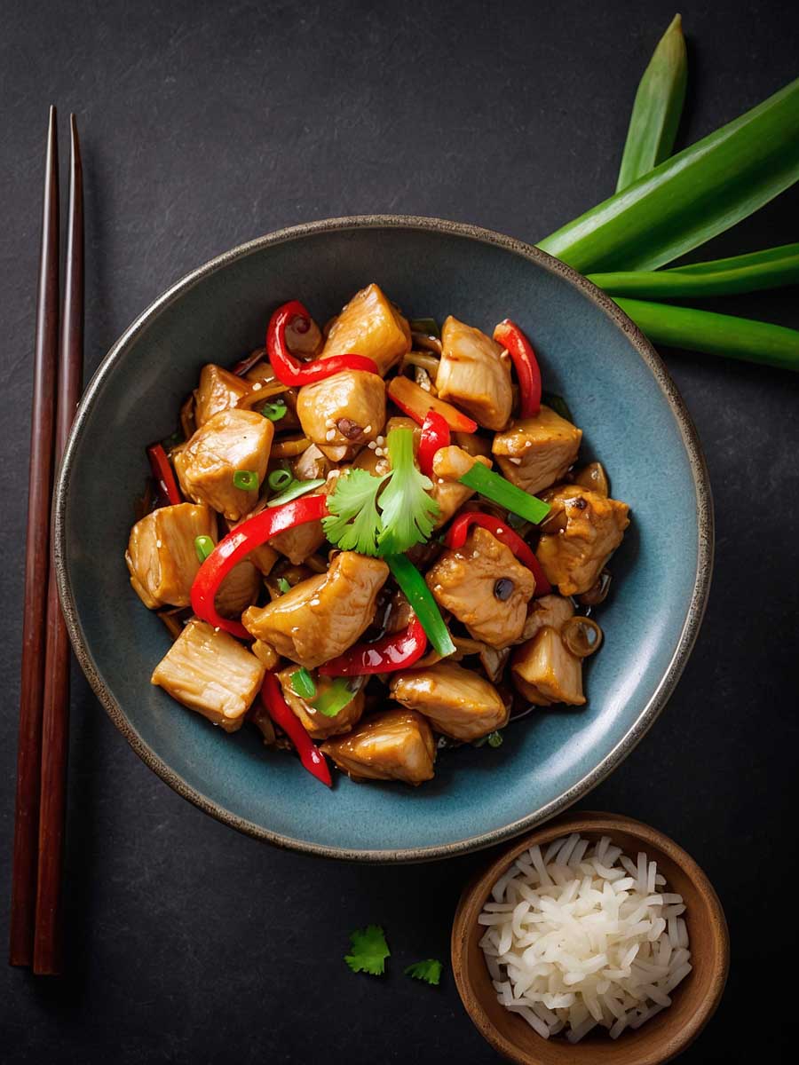 Serving Idea for Chicken and Water Chestnut Stir-Fry