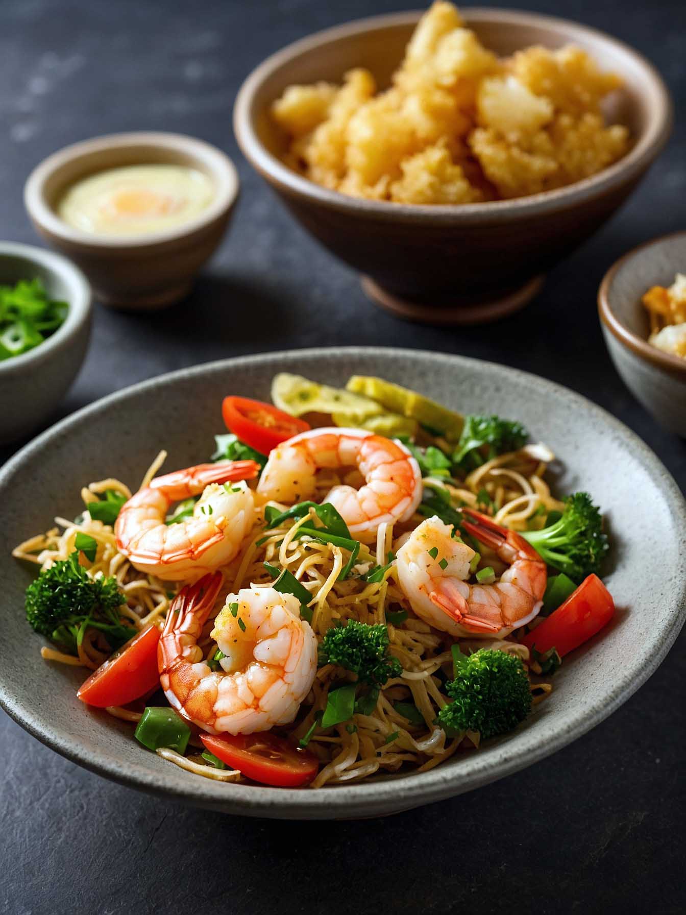 Serving Idea for Shrimp and Egg Stir-Fry