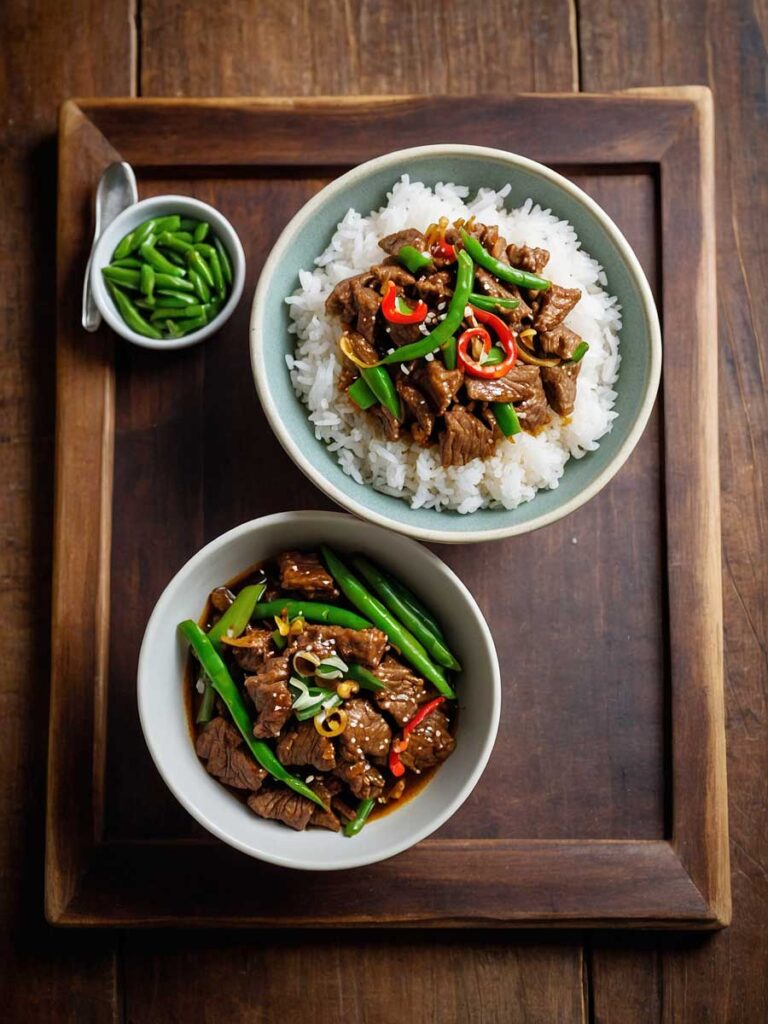 Serving Idea for Spicy Beef and Green Bean Stir-Fry