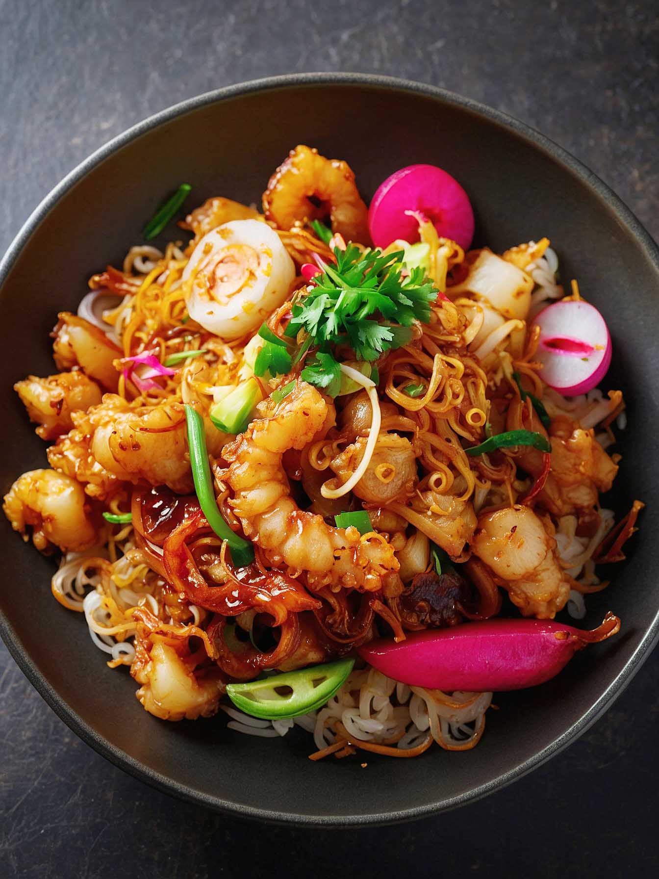 Serving Korean Spicy Squid Stir-Fry